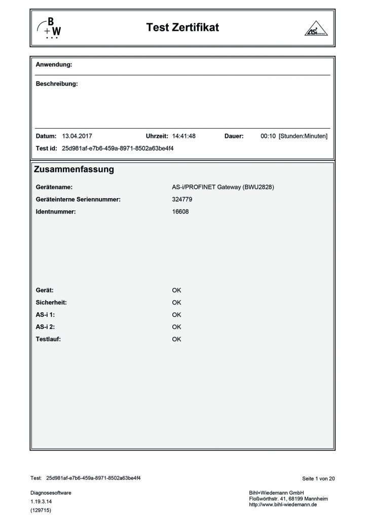 Rundum-Sorglos-Paket 3 Die Diagnose-Software von Bihl+Wiedemann prüft die Funktionen und Interaktionen sämtlicher angeschlossener elektronischer Bauteile und fasst die Ergebnisse in einem Bericht zusammen.
