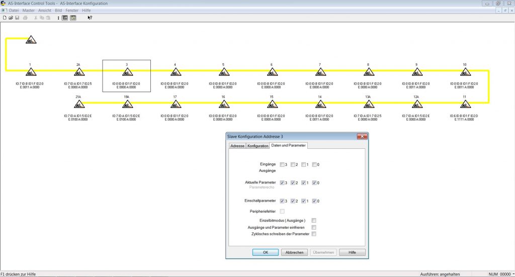 Rundum-Sorglos-Paket 2 Mit den AS-i Control Tools können alle angeschlossenen Slaves live diagnostiziert und Einstellungen verändert werden. Dazu stehen für jeden Slave detaillierte Informationen zur Verfügung.