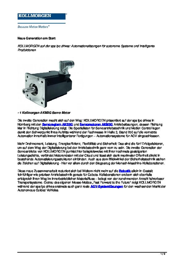 Autonome Lösungen 2 Kollmorgen AKM2G Servo Motor