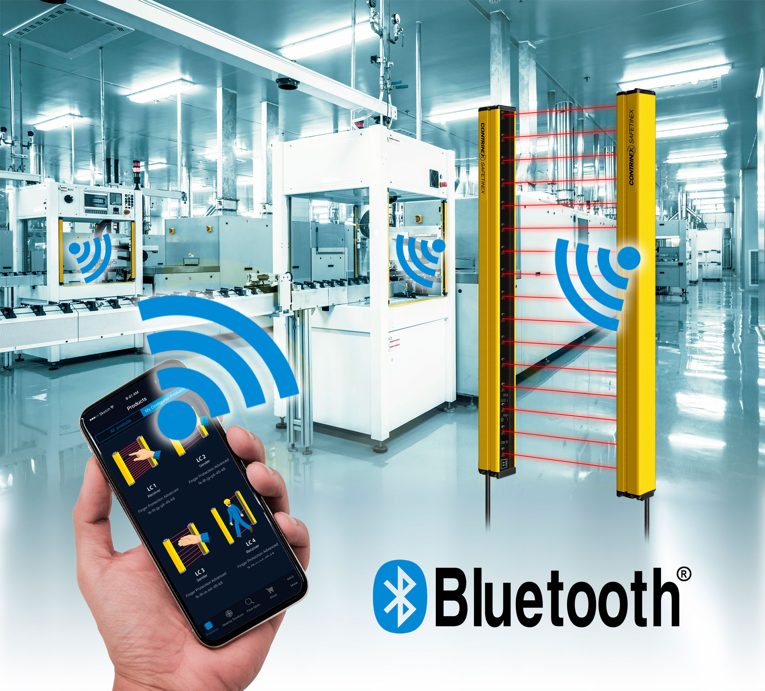 Neuer Lichtvorhang mit Bluetooth-Schnittstelle