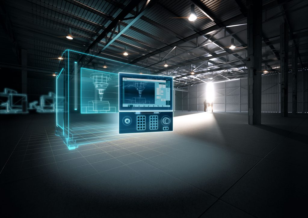 Virtuelle Abbildung von Entwicklungsprozessen durch eine Steuerung 1 Die Steuerung Sinumerik One ermöglicht durch eine Software die Erstellung der Maschinensteuerung und dem dazugehörigem digitalen Zwilling.