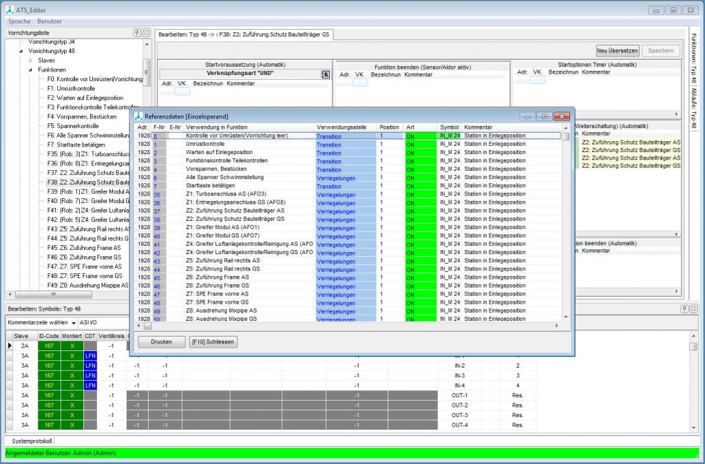 Programmierung von Spannprogrammen vereinfachen 2 Referenzliste Einzelreferenz geöffnet