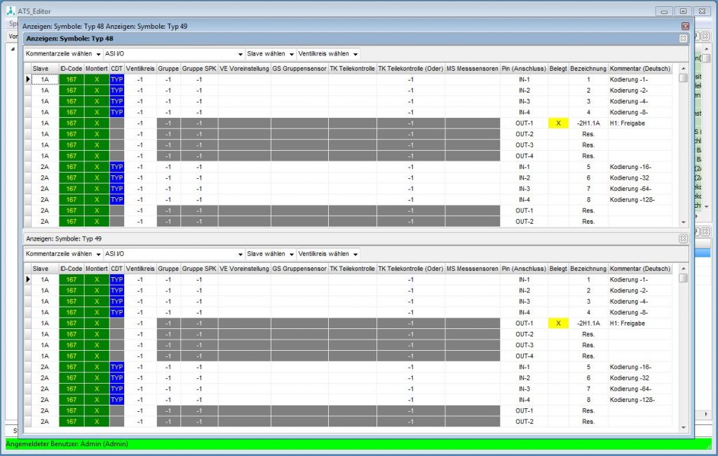 Programmierung von Spannprogrammen vereinfachen 7 Symbollisten zweier Typen