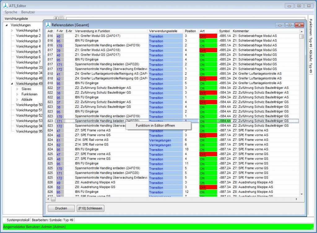 Programmierung von Spannprogrammen vereinfachen 12 Referenzliste Gesamt geöffnet