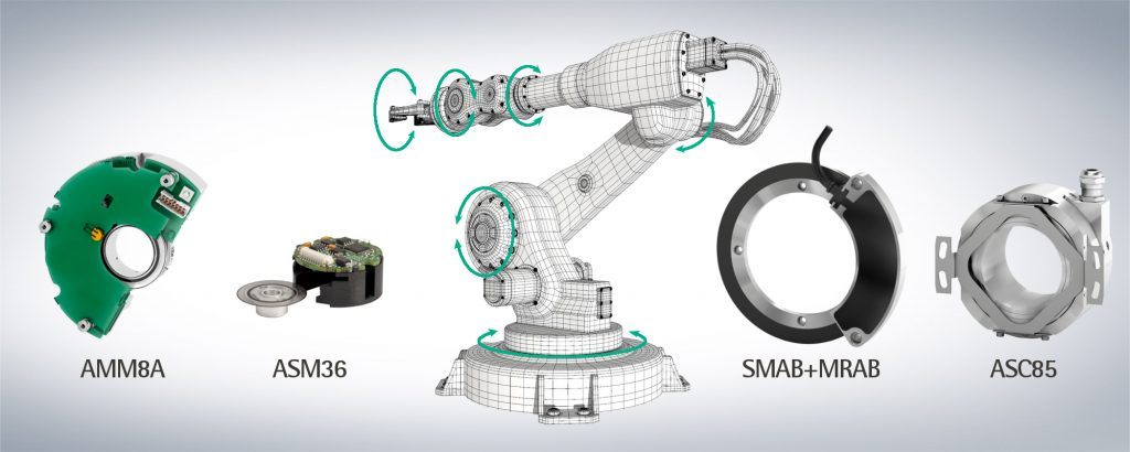 Direkte Integration 1 Die optischen Geber-Module und KIT-Encoder mit hoher Auflösung und durchgehender Hohlwelle wurden speziell für den Einbau in Robotergelenken oder Hohlwellenmotoren entwickelt.
