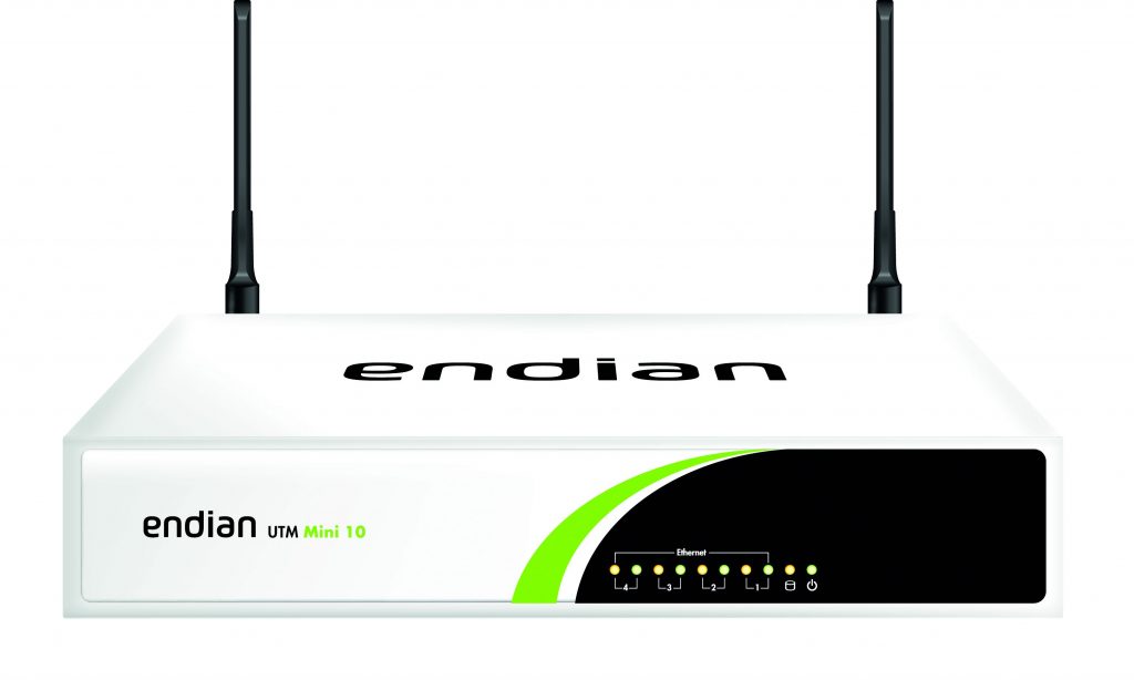 UTM mit VPN-Integration
für einen sicheren mobilen Datenzugriff 4 EndianUTM Mini 10 front WiFi