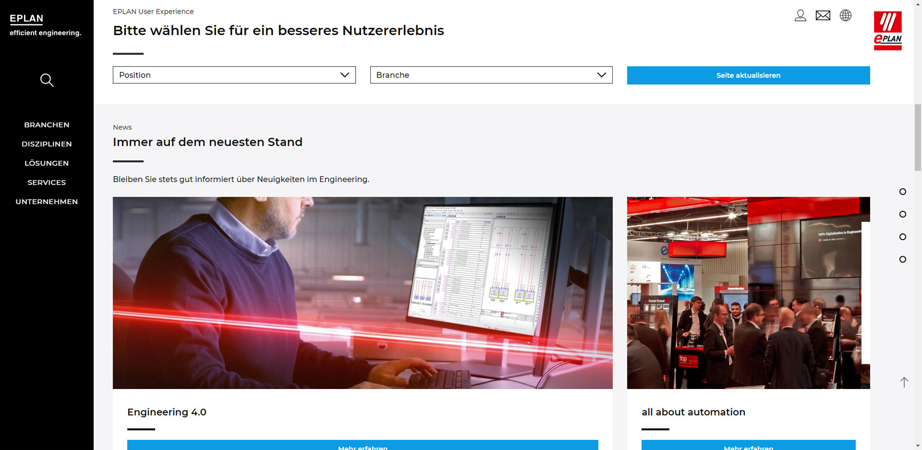 Neuer Webauftritt von Eplan 6 Neuer Webauftritt von Eplan