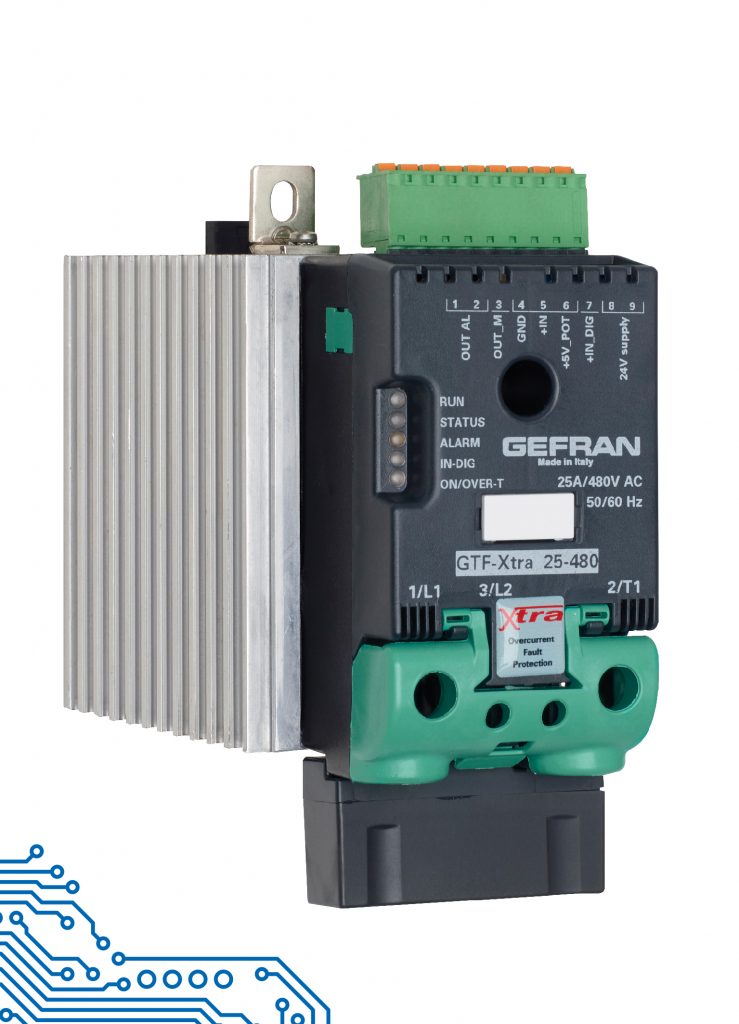 Leistungssteller mit Überstrom-Schutzfunktion 1 Der Leistungssteller GTF Xtra vereint die Funktionen eines einphasigen
Thyristorstellers mit den Vorzügen einer exklusiven integrierten
Überstromschutzfunktion