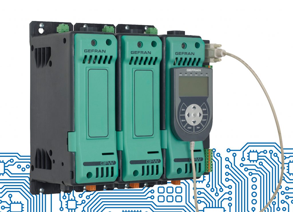 Leistungssteller mit Überstrom-Schutzfunktion 2 Der konfigurierbare Ein-, Zwei- oder Dreiphasen-Leistungsregler GFW ist in
Baugrößen von 40 A bis 600 A verfügbar und eignet sich für die Steuerung
elektrischer Beheizungen in vielfältigen Anwendungsbereichen