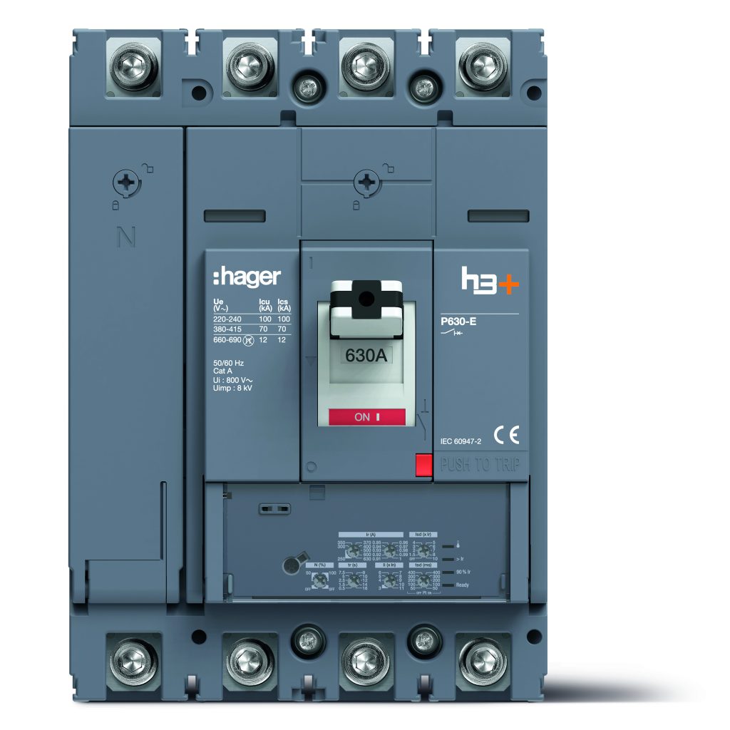 Eingespieltes Team 3 Hager Kompaktleistungsschalter H3+ P630
mit der Auslöseeinheit LSI