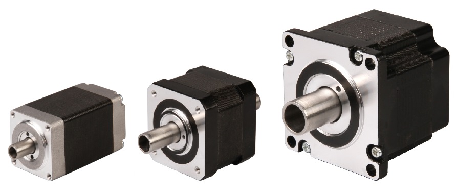 Erweiterte Einsatzvielfalt 2 Die Schrittmotoren von Koco Motion werden jetzt in allen Nema-Flanschgrößen auch mit Hohlwelle angeboten.