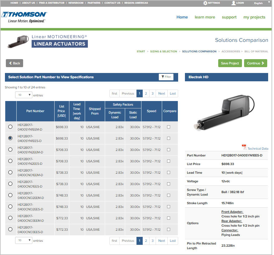 Linearaktuatoren mit Online-Tool konfigurieren