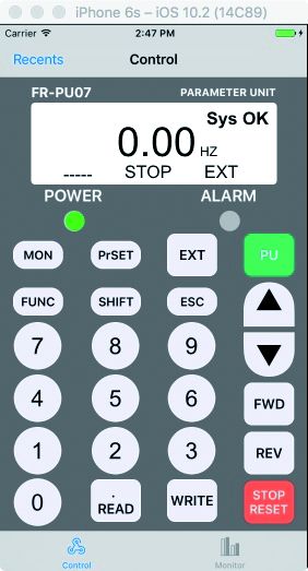 Die passende App zum Frequenzumrichter erweitert die Motorsteuerungs- und &Uuml;berwachungsfunktionen.