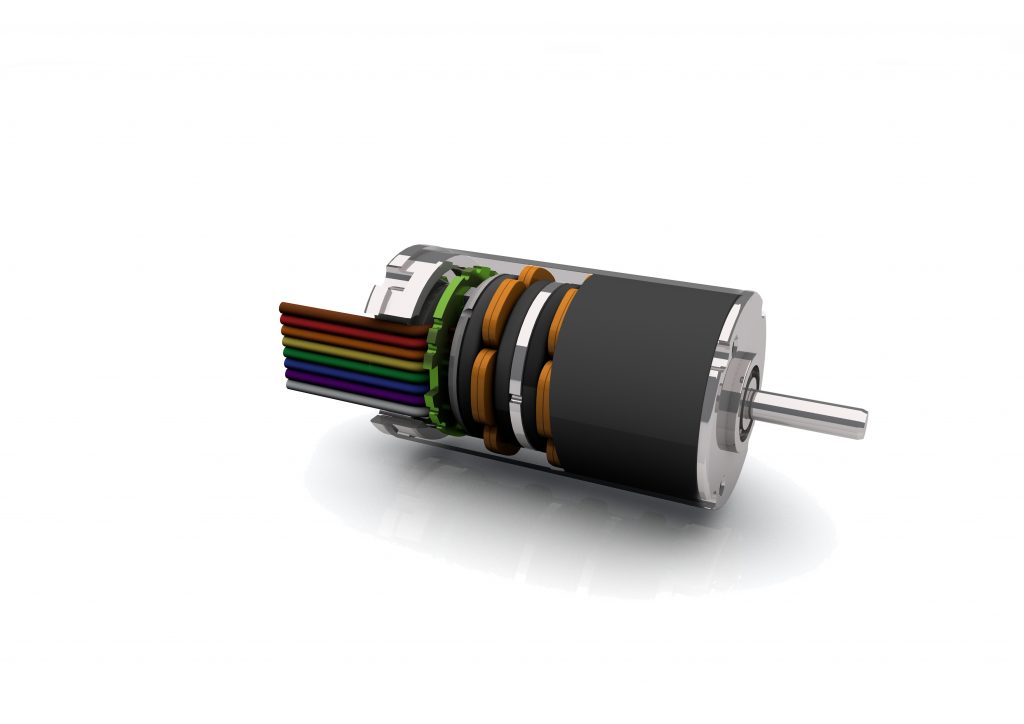 Eisenloser BLDC-Motor mit Anbauten und integrierter Kommutierung 1 Motor BGA22 dCore ohneKennzeichnung