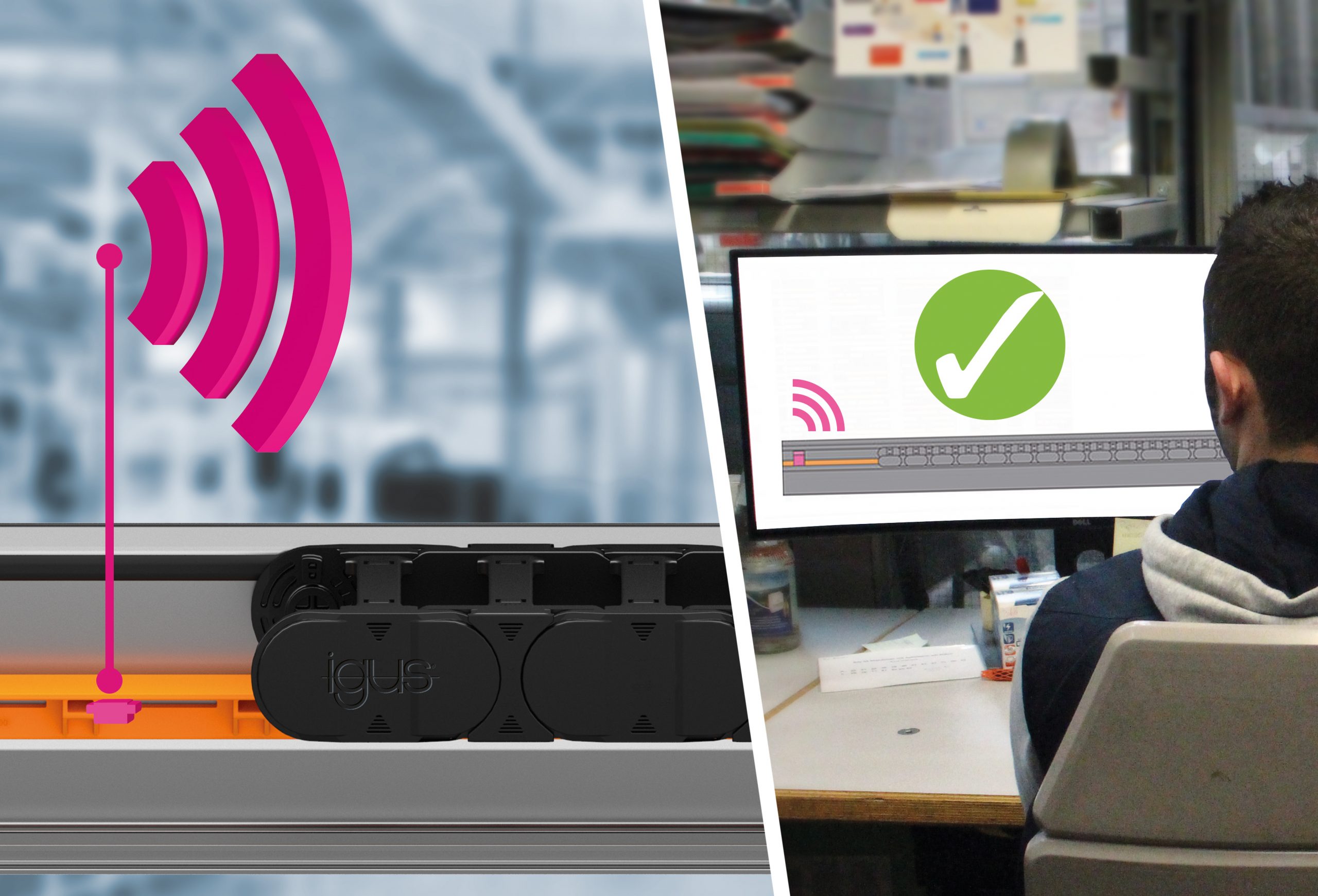 Sensorzustandüberwachung von Gleitschienen in Energieketten