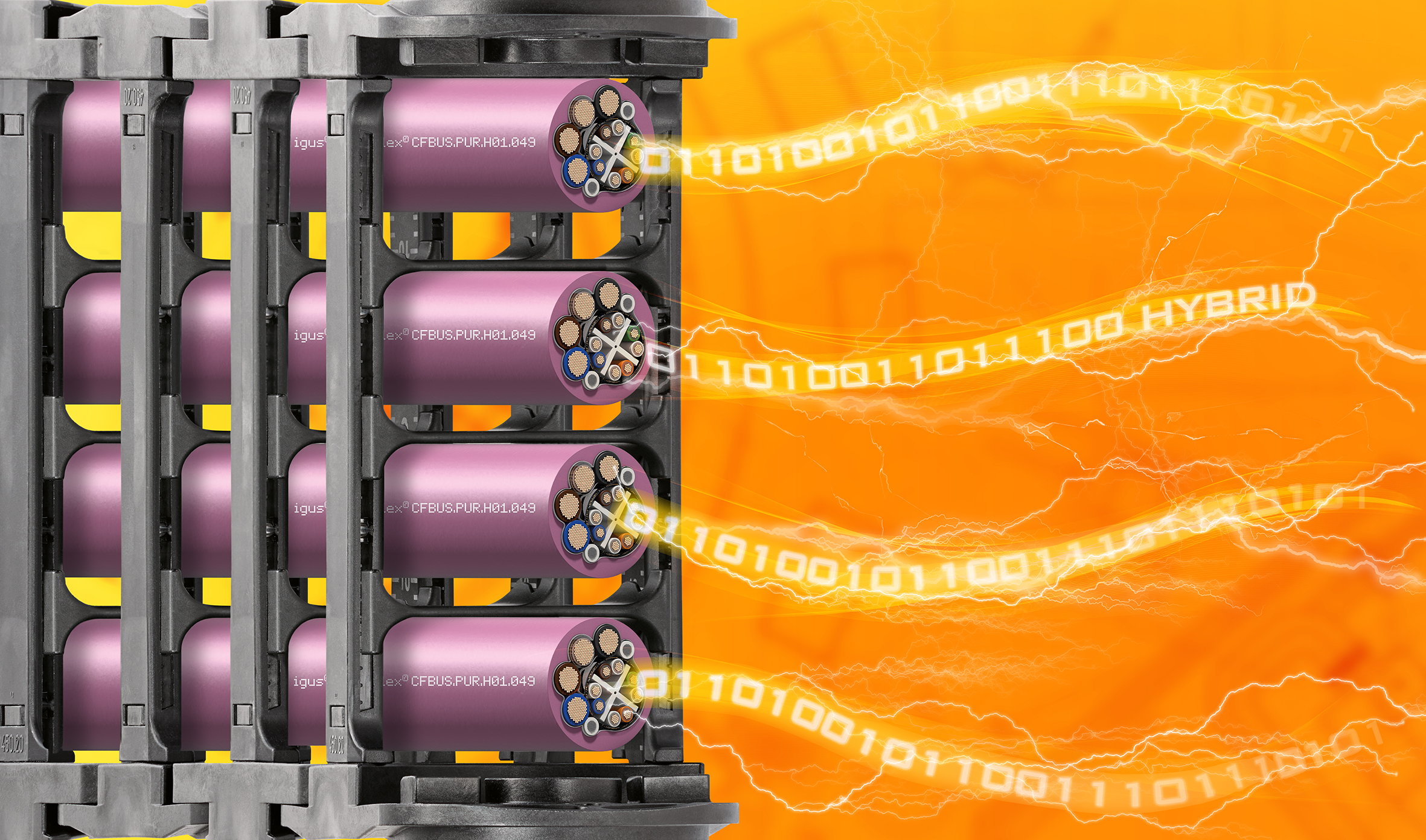 Hybrid-Busleitungen für Ethernet und Profinet sparen Bauraum und halten sicher