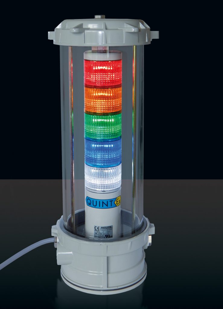Ex-LED-Signalsäule im druckfesten Gehäuse 1 Die IP66 LED-Signalsäulen halten einer Schlagfestigkeit von 7J stand und sind für einen Temperaturbereich von -30 bis +50°C ausgelegt.