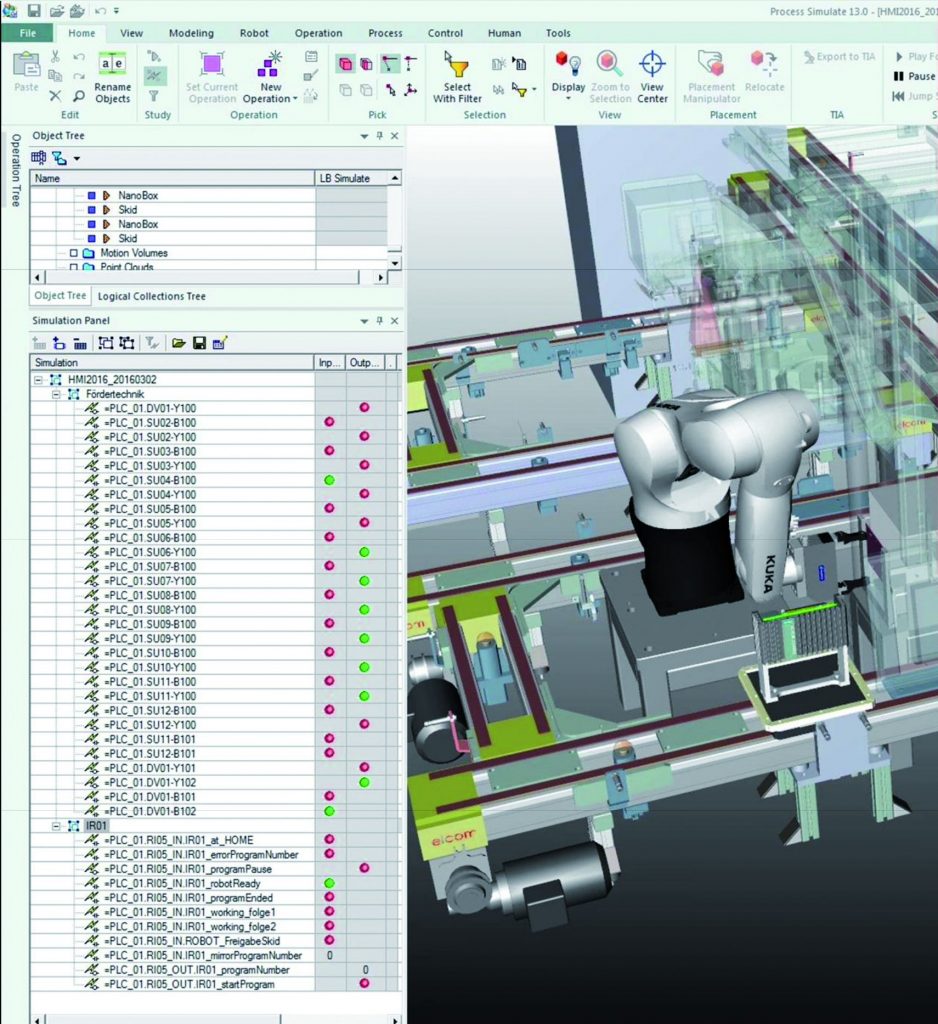 Durchgängig digitaler Workflow 2 Bild 2: Durch Anbindung von Co-Simulationssystemen, zum Beispiel der Siemens-Produktfamilien NX und Tecnomatix, können komplexe Zusammenhänge komfortabel simuliert werden.