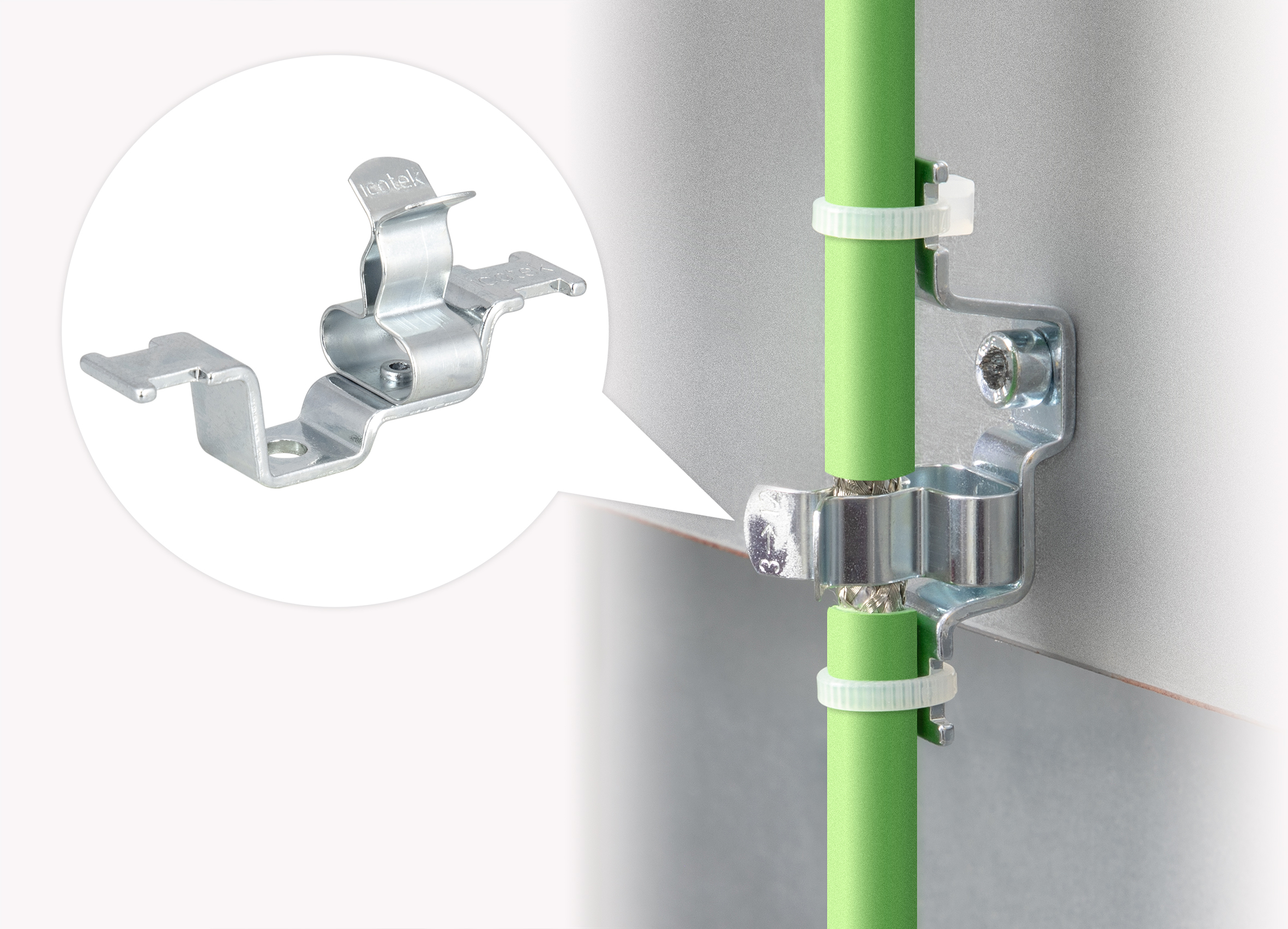 Schirmklammer mit zweifacher Zugentlastung