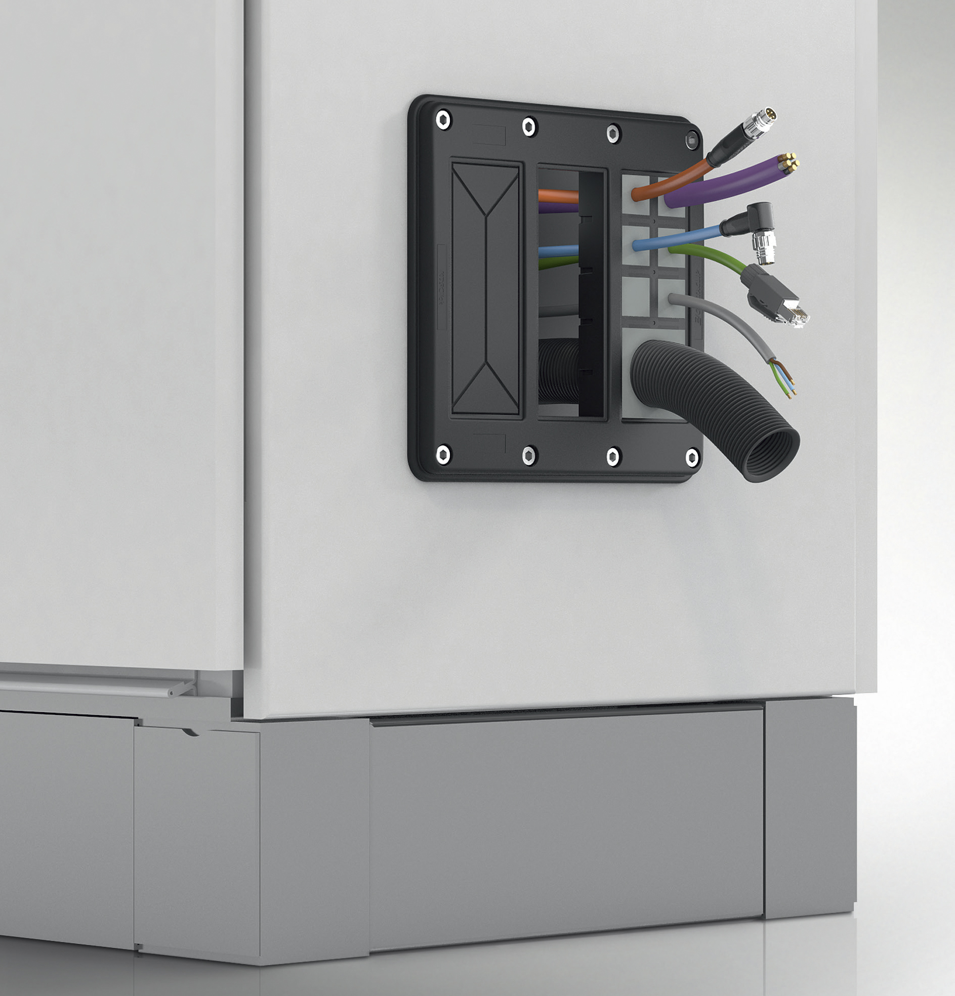 Flanschplatte zum werkzeugfreien
Kabelmanagement 5 Flanschplatte zum werkzeugfreien
Kabelmanagement