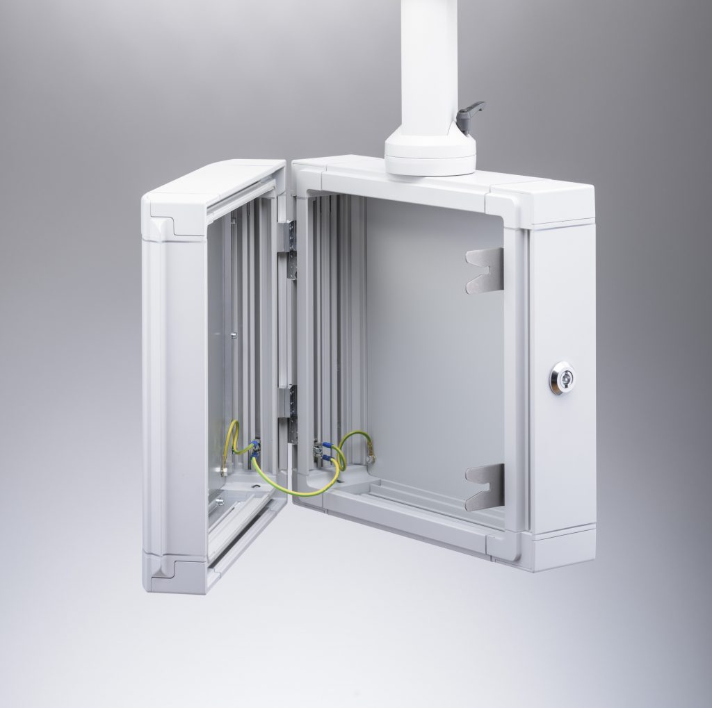 Neue Basisprofile für Aluminiumprofilgehäuse bieten zusätzliche Kombinationsmöglichkeiten 1 Die Profilkombinationen können scharniert oder fest verschraubt ausgeführt werden; Gehäusetüren lassen sich nach vorne oder nach hinten öffnend realisieren