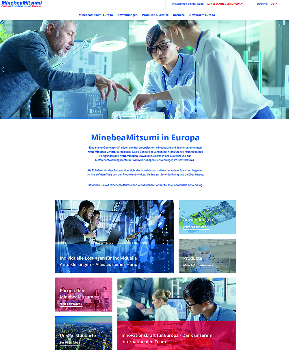 MinebeaMitsumi Europa mit neuem Webauftritt