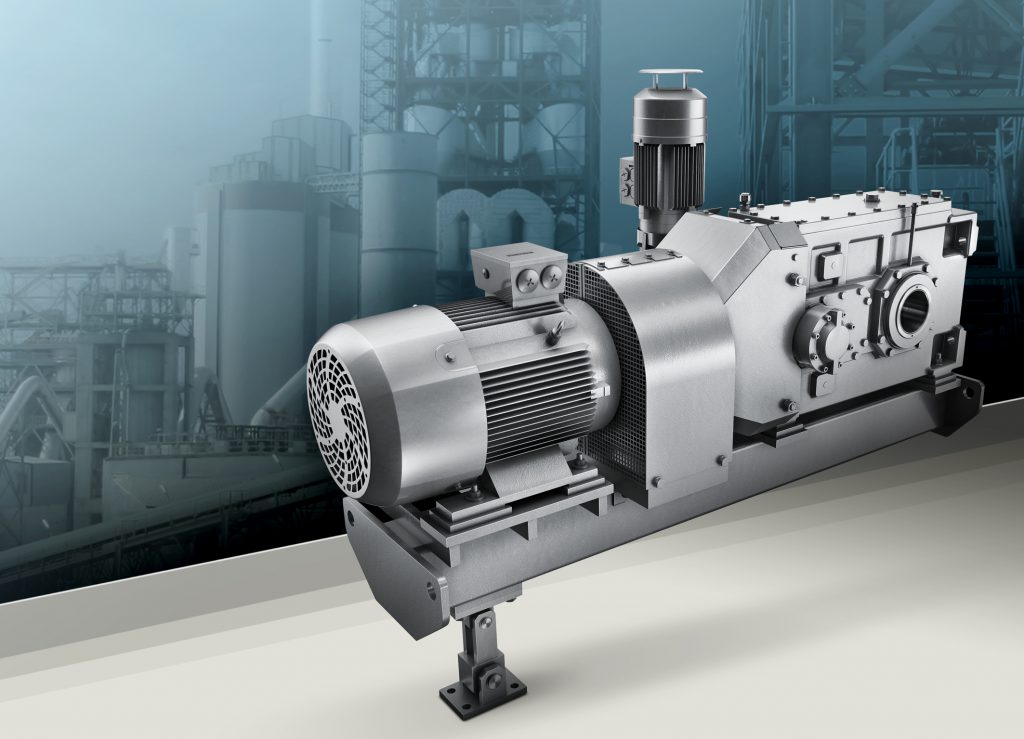 Becherwerksantriebe mit Hilfsantrieb 2 Der neue Siemens Becherwerksantrieb enthält Komponenten aus der Getriebereihe Flender SIG und der neuen Getriebemotorenreihe Simogear.
The new Siemens bucket elevator drive unit contains components from the Flender SIG gearbox series and the new Simogear range of geared motors.
