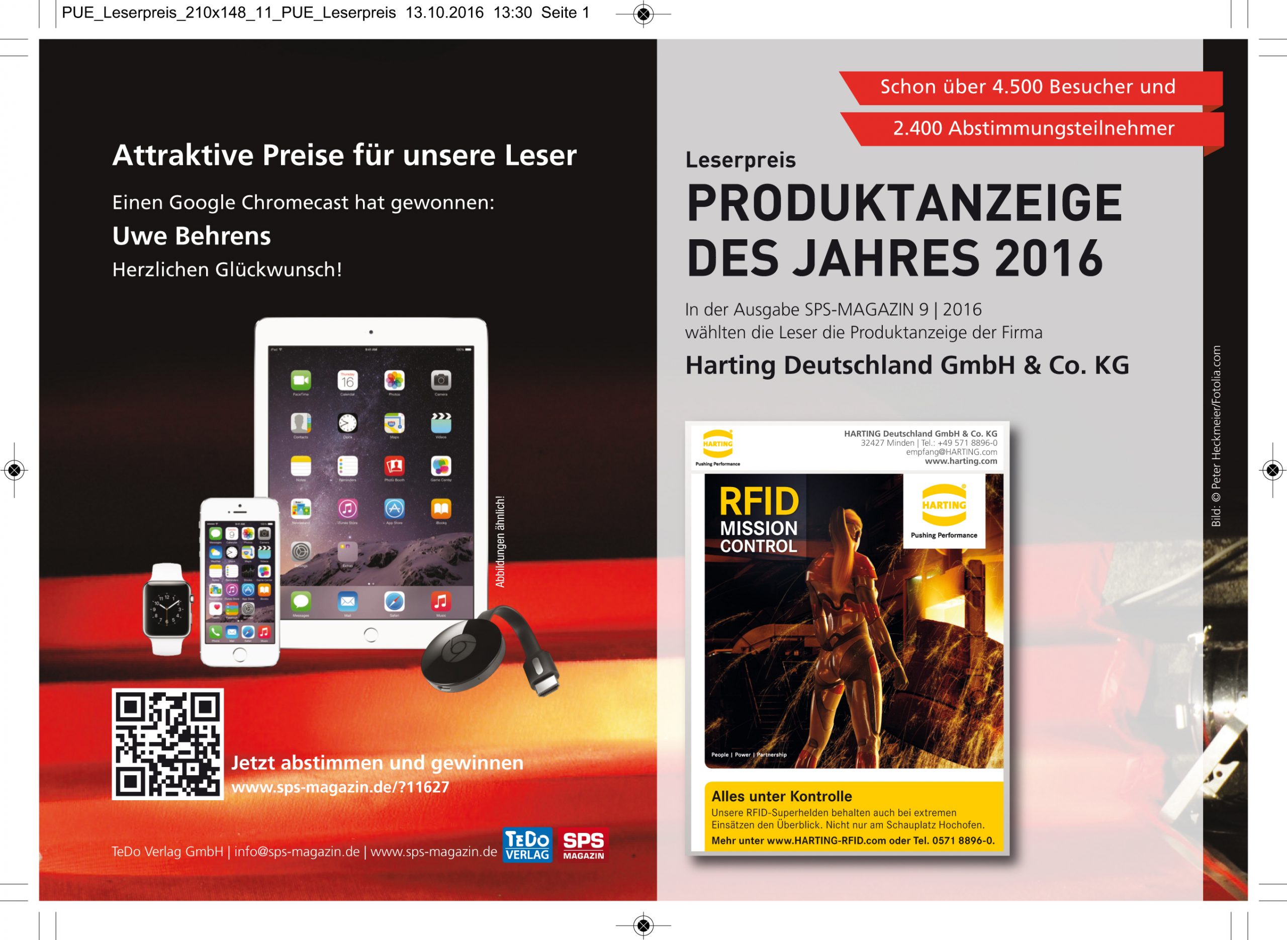 Leserpreis Produktanzeige des Jahres: Der Gewinner der elften Runde steht fest! 2 Leserpreis Produktanzeige des Jahres: Der Gewinner der elften Runde steht fest!