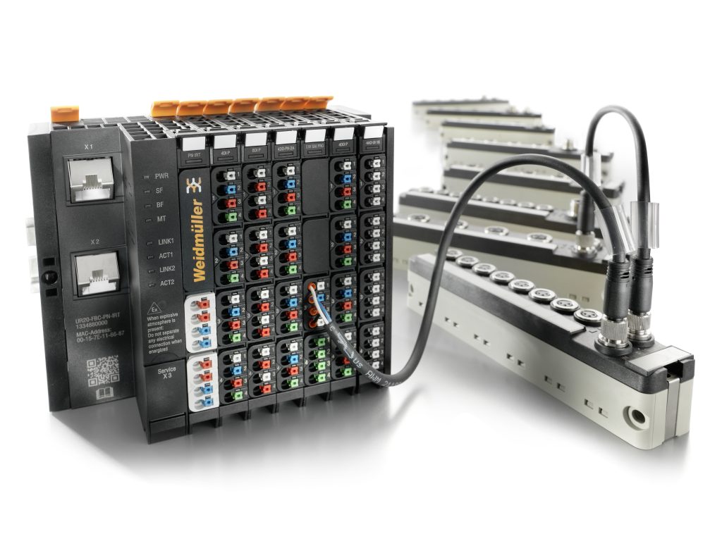 Automatisierungsbaukasten für den Maschinen- und Anlagenbau 1 Weidmüller „u-mation“: Mit dem „u-remote“ Gateway-Modul zum IP 67 Sub-Bus-System lassen sich Fertigungssysteme mit mehreren Schutzklassen automatisieren.