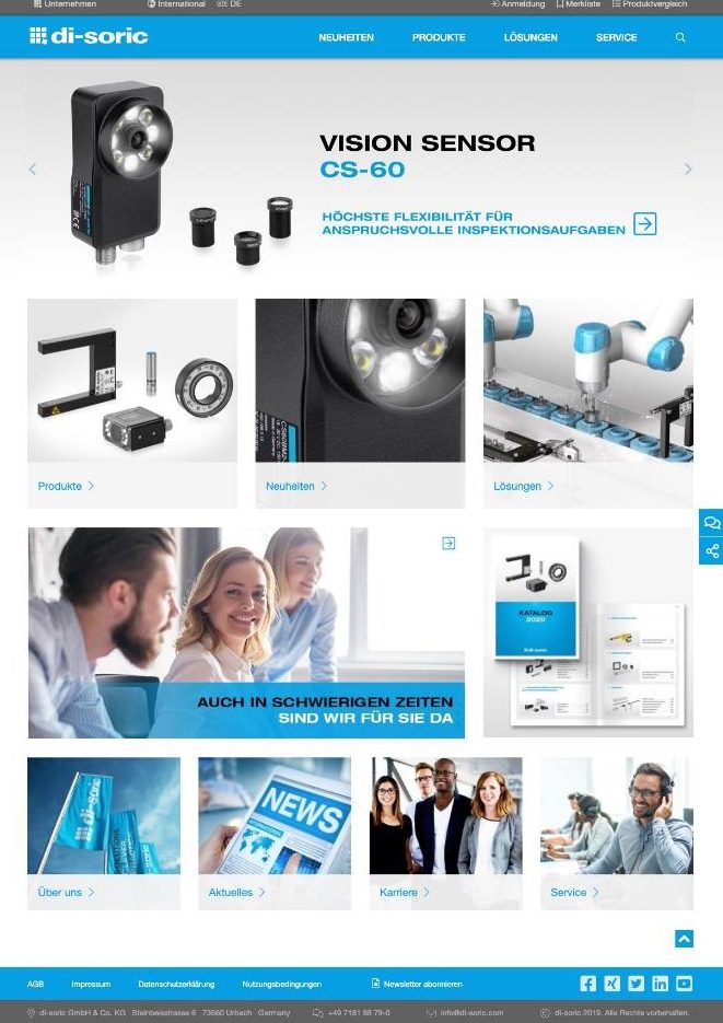 Neuer Webauftritt von Di-Soric