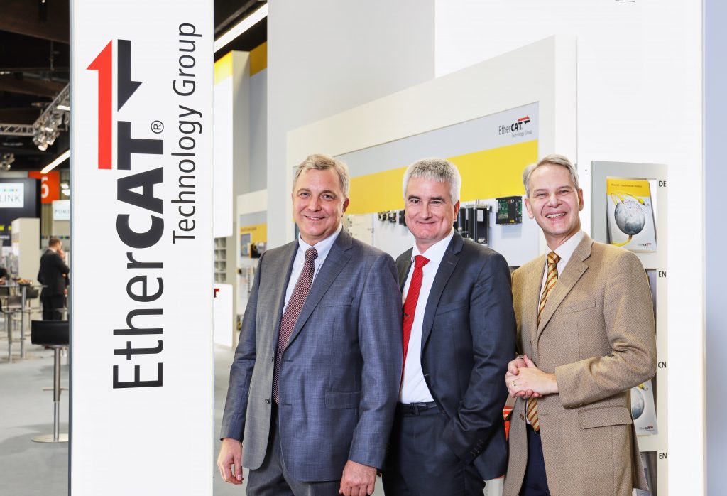 Ethercat Technology Group wählt neuen Vorstand 1 Der neue ETG-Vorstand (v.l.n.r.): Dmitry Dzilno (Applied Materials), Martin Rostan (Beckhoff Automation) und Dr. Peter Heidrich (Hochschule Pforzheim)