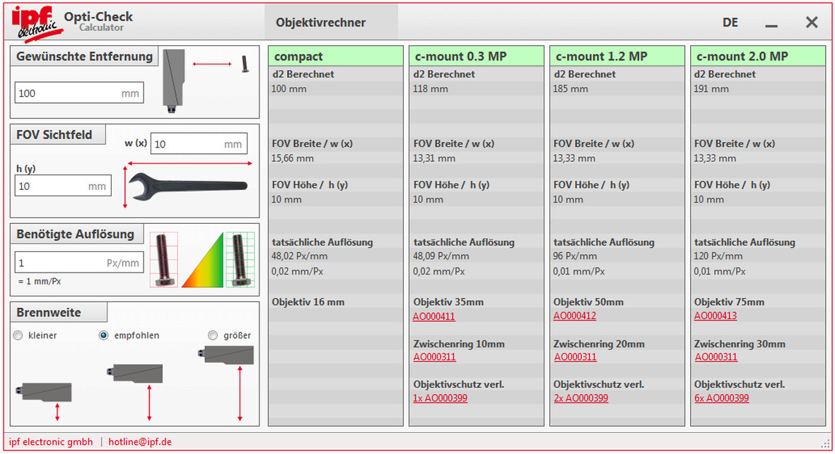 Kostenlose Software zur Brennweitenberechnung 2 Kostenlose Software zur Brennweitenberechnung