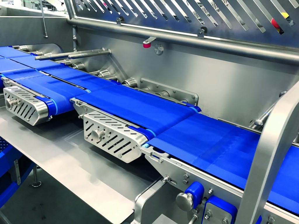 Hamburger auf ganzer Linie 1 Im 'Lane devider' werden die gestapelten Burger in die richtige Konfiguration und Ausrichtung gebracht.