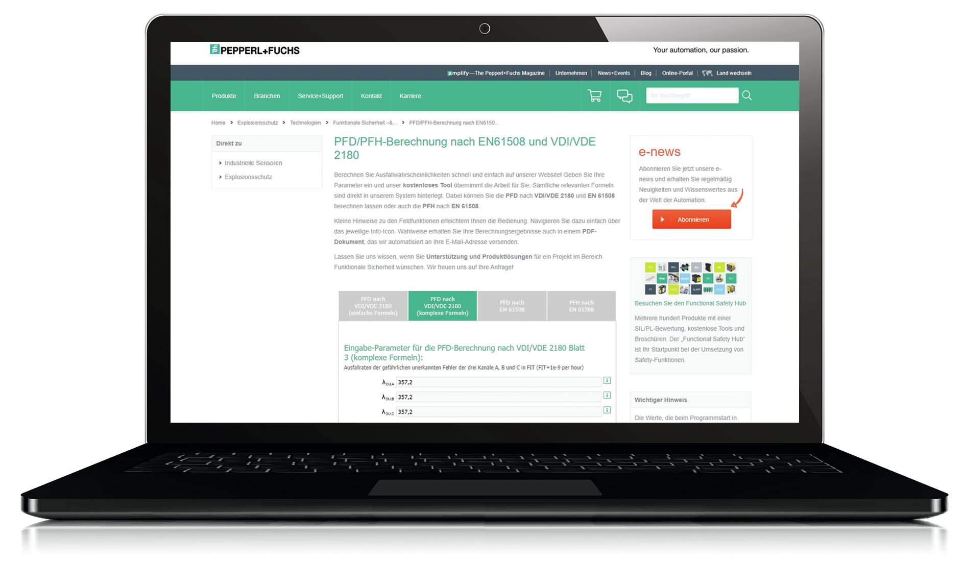 Aktualisiertes Online-Tool zur PFD/PFH-Berechnung