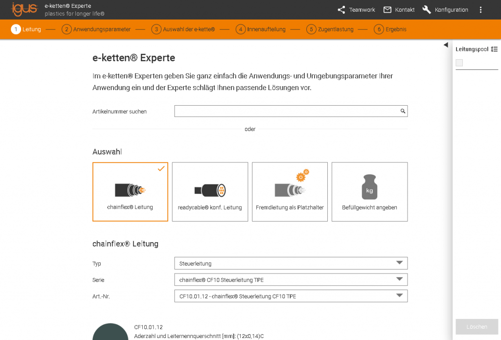 Online zur passenden Kette 2 screen igus