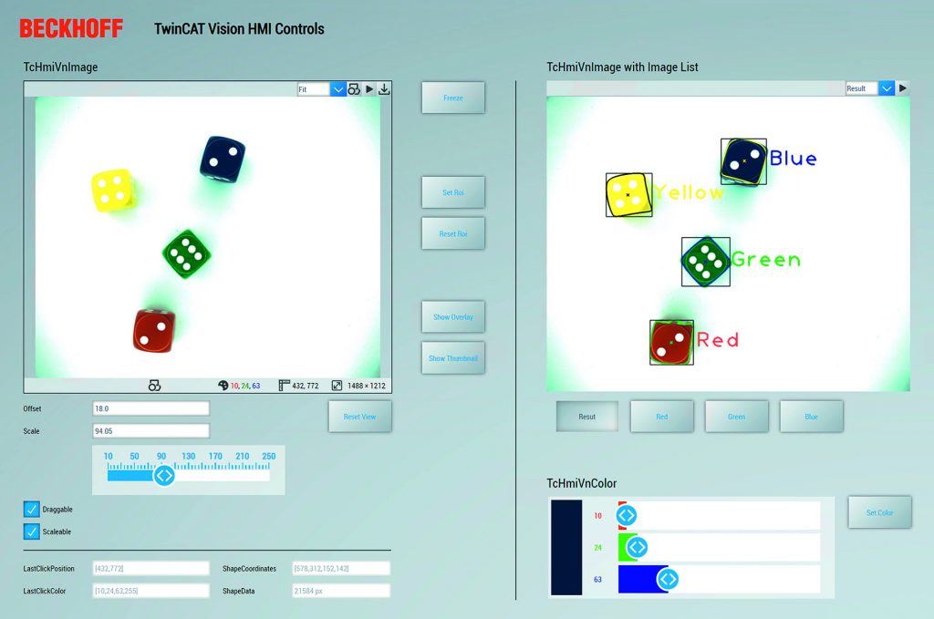 Vision nahtlos integriert 3 Mit den Vision-spezifischen Controls von Twincat HMI lässt sich die Visualisierung effizient erstellen und flexibel nutzen.