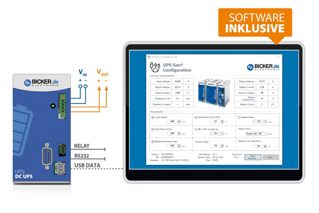 Schutz vor Anlagenstillstand und Datenverlust 2 Zur Einstellung und Vorprogrammierung aller Parameter der USV sowie des Echtzeit-Monitorings mit Ladezustandsanzeige steht die Software UPS Gen2 Configuration bereit.