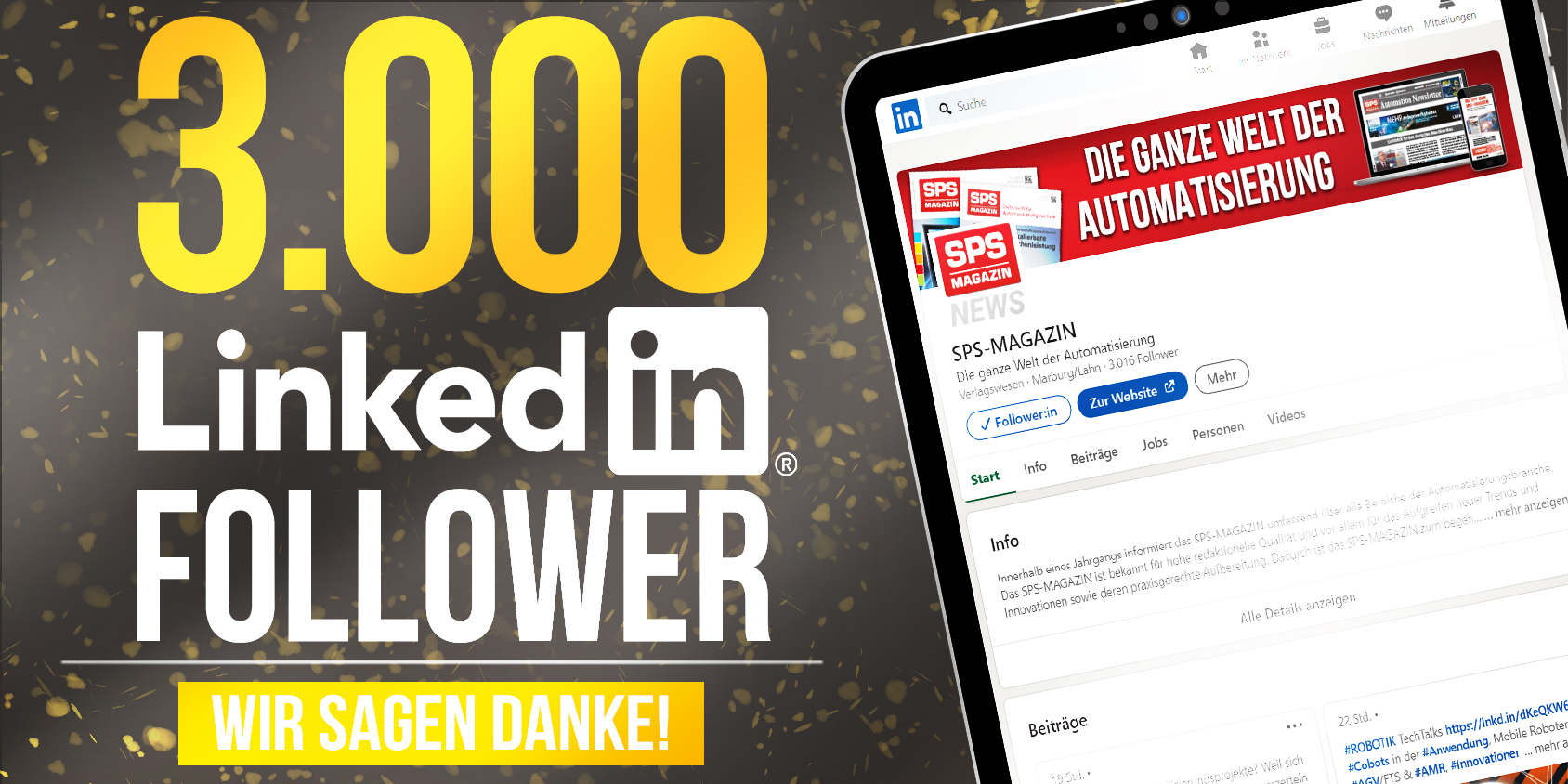 3.000 LinkedIn-Follower für das SPS-MAGAZIN