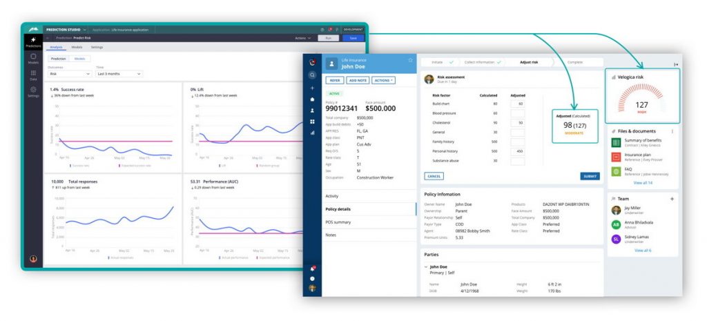 Selbstoptimierende Automatisierung in der Pega Platform 1 Die mit Pega Process AI entwickelten KI-Modelle können in eine Anwendung eingebettet werden.