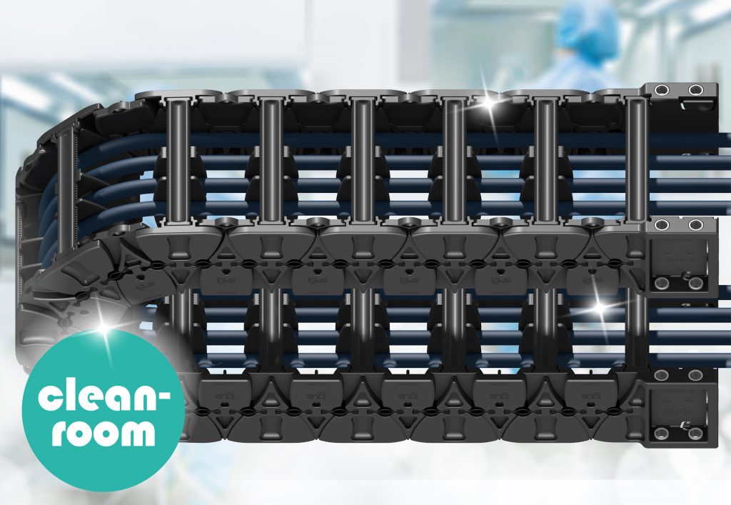 Energiekette für den Einsatz im Reinraum 1 Unidentified microbiologist is testing the sample under the lami