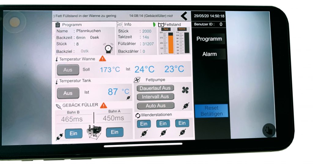 Ein Berliner in der Cloud? 1 Die digitalen Möglichkeiten der von Innovaback neu entwickelten Siedebackanlage verschaffen dem Bäckereibetrieb heute die Möglichkeit, jederzeit den Betriebszustand zu überwachen und die wesentlichen Kennzahlen auch auf dem Smartphone zu sehen.