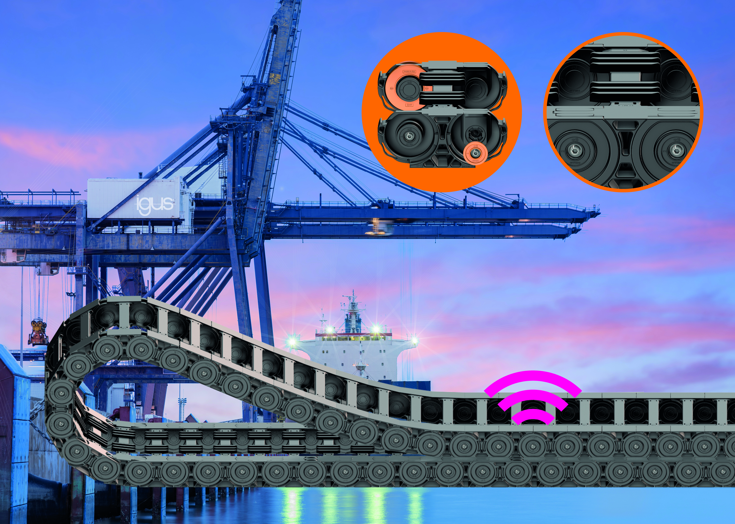 Heavy-Duty-Rollenenergiekette für Lastkrane 10 Heavy-Duty-Rollenenergiekette für Lastkrane