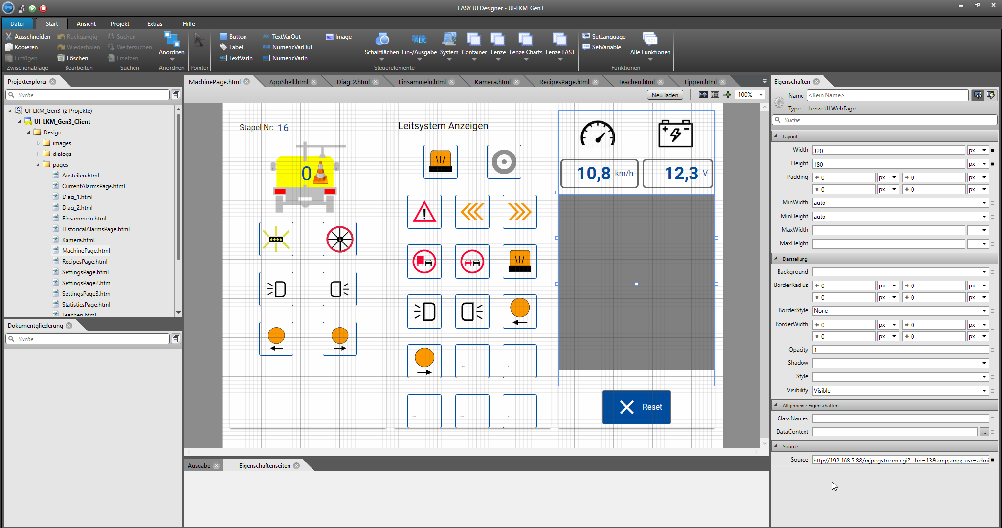 Visualisierung vereinfacht Verkehrsabsicherung 4 217411 MaschinenSeite WebCameinbindung