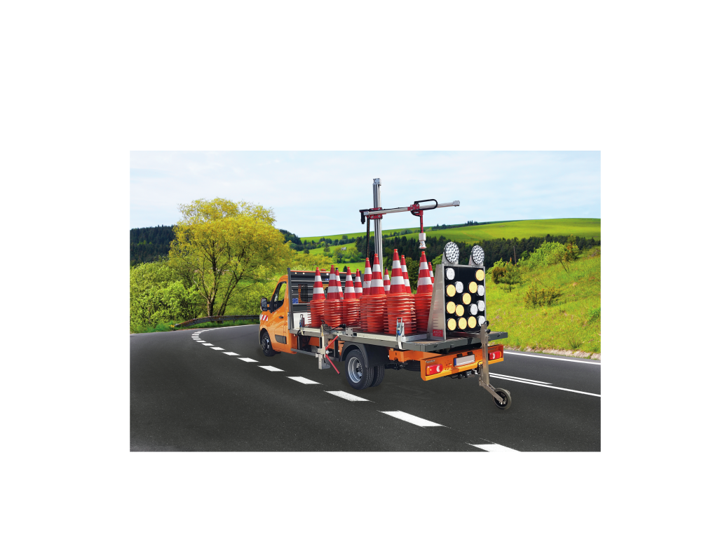 Visualisierung vereinfacht Verkehrsabsicherung 1 Das voll automatisierte Leitkegel-Management-System X-Cone setzt auf ein webbasiertes HMI.