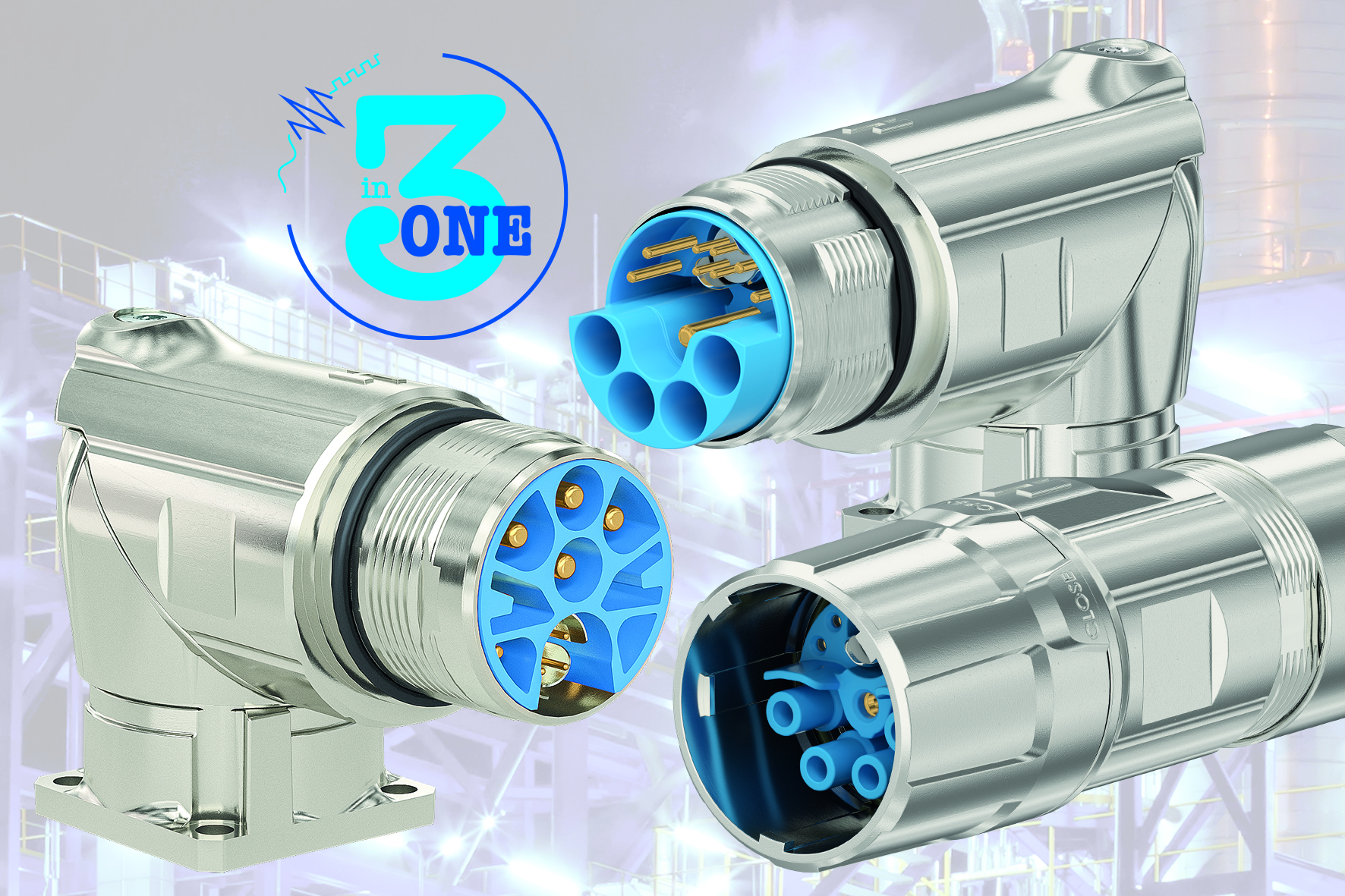 DC-fähiger Hybridstecker mit vier Leistungskontakten