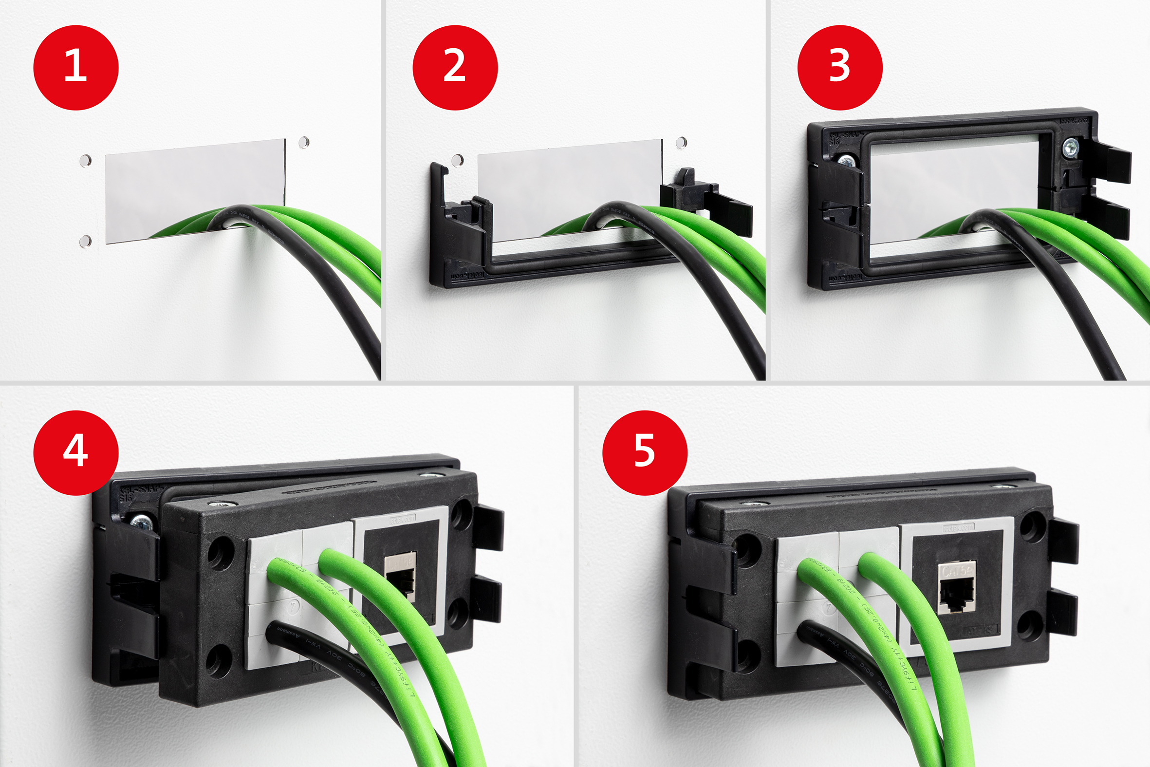 Teilbarer Aufschnapprahmen für Kabeleinführungen