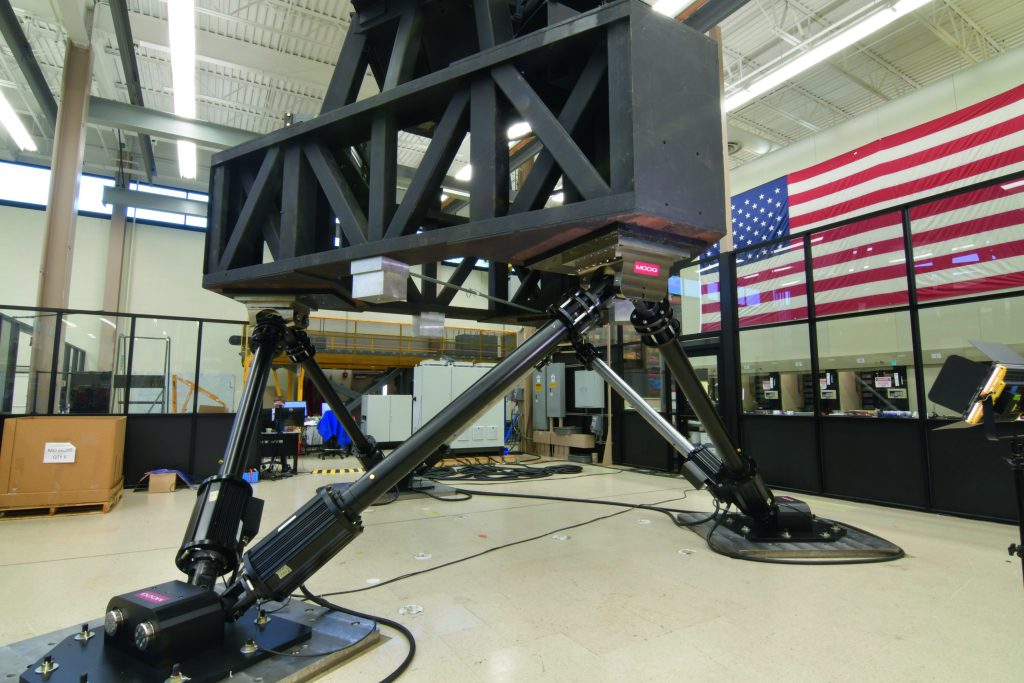 Spitzen-Einsparung statt Spitzenlast 1 Die neue Motion-Plattform Gen3 wurde von Moog auf den Einsatz in Simulatoren ausgerichtet.