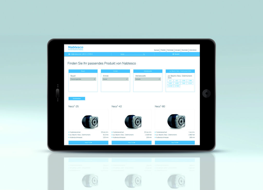 Intuitiv zum passenden Getriebe: Getriebeauswahl und -auslegung sind mittels intuitivem Produktkonfigurator schnell erledigt.