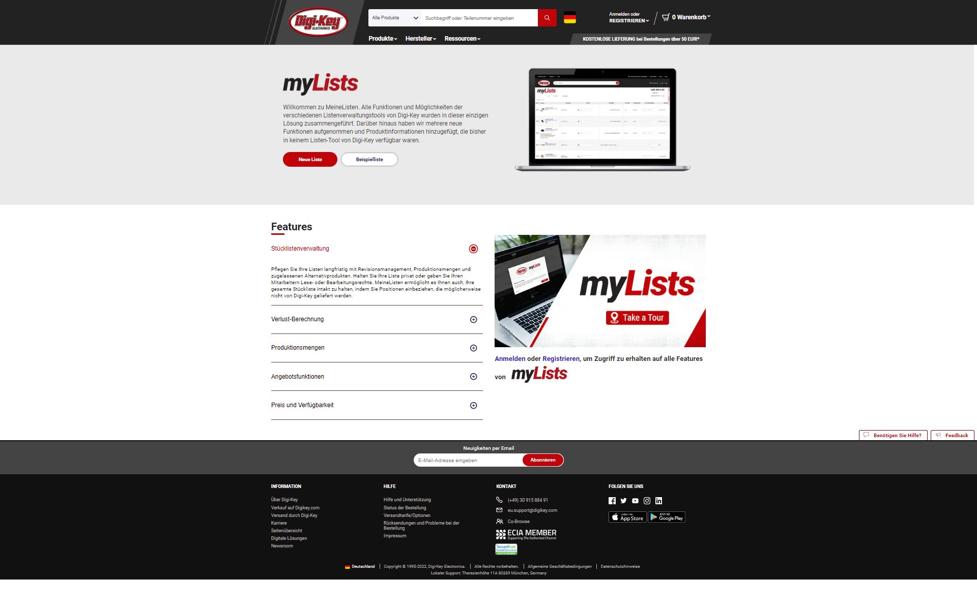 Digi-Key Electronics integriert Angebote in MyLists