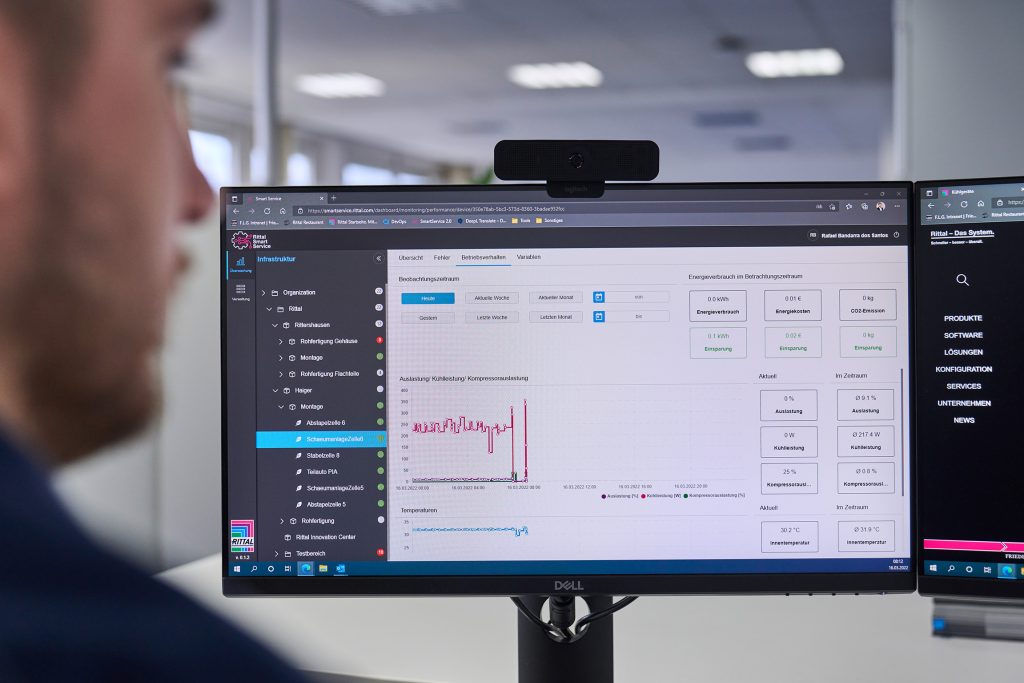 Da geht noch was 1 Rittals browserbasierte Smart-Service-Applikation visualisiert Betriebsverhalten, reichert Meldungen mit nützlichen Handlungsempfehlungen an und erlaubt die Einbindung zusätzlicher Sensorik.